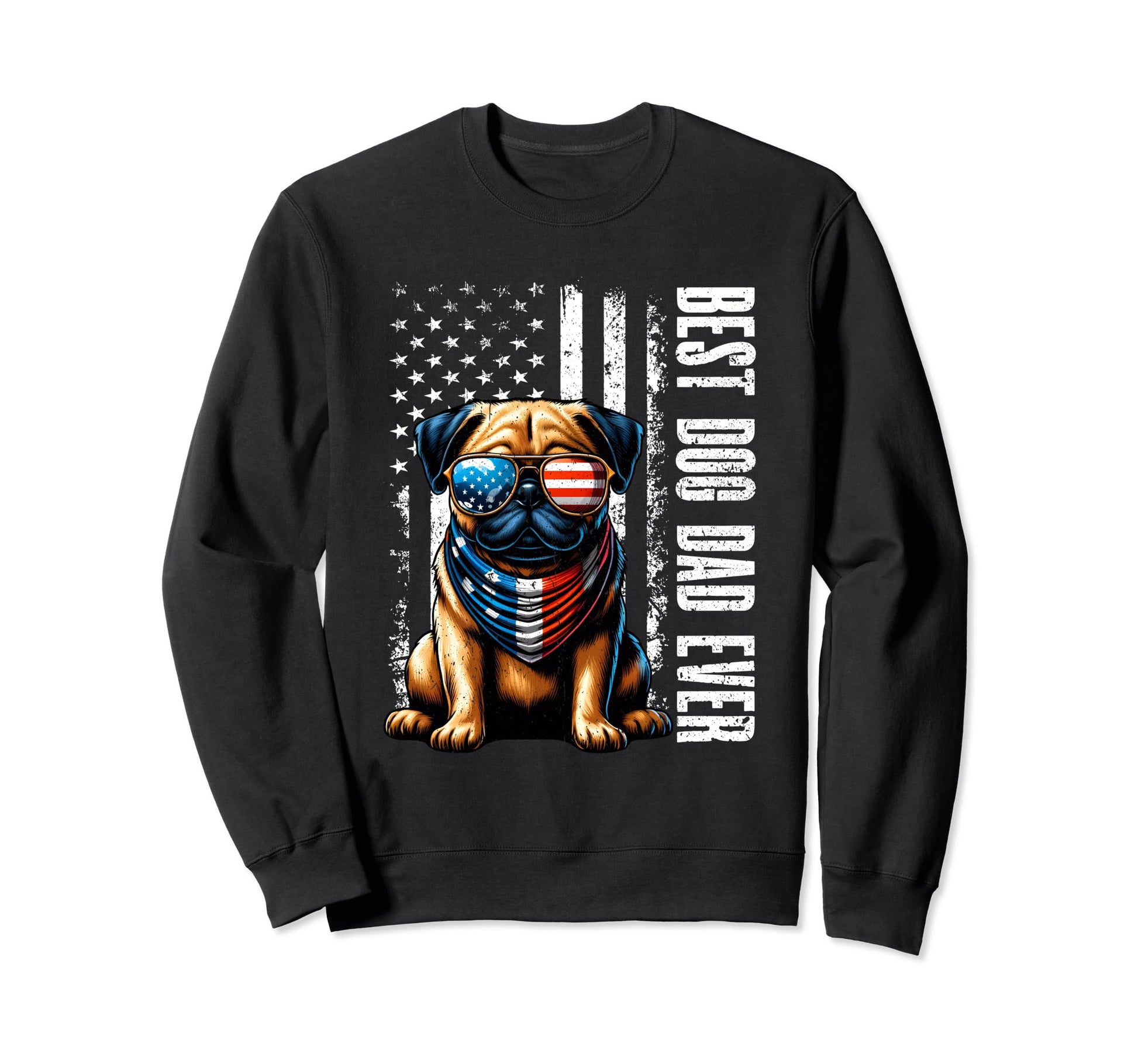 Best Dog Dad Ever Pug Dogs Sweatshirt - Aesthetic Graphic for Adults - T-Shirt, Sweatshirt, Hoodie