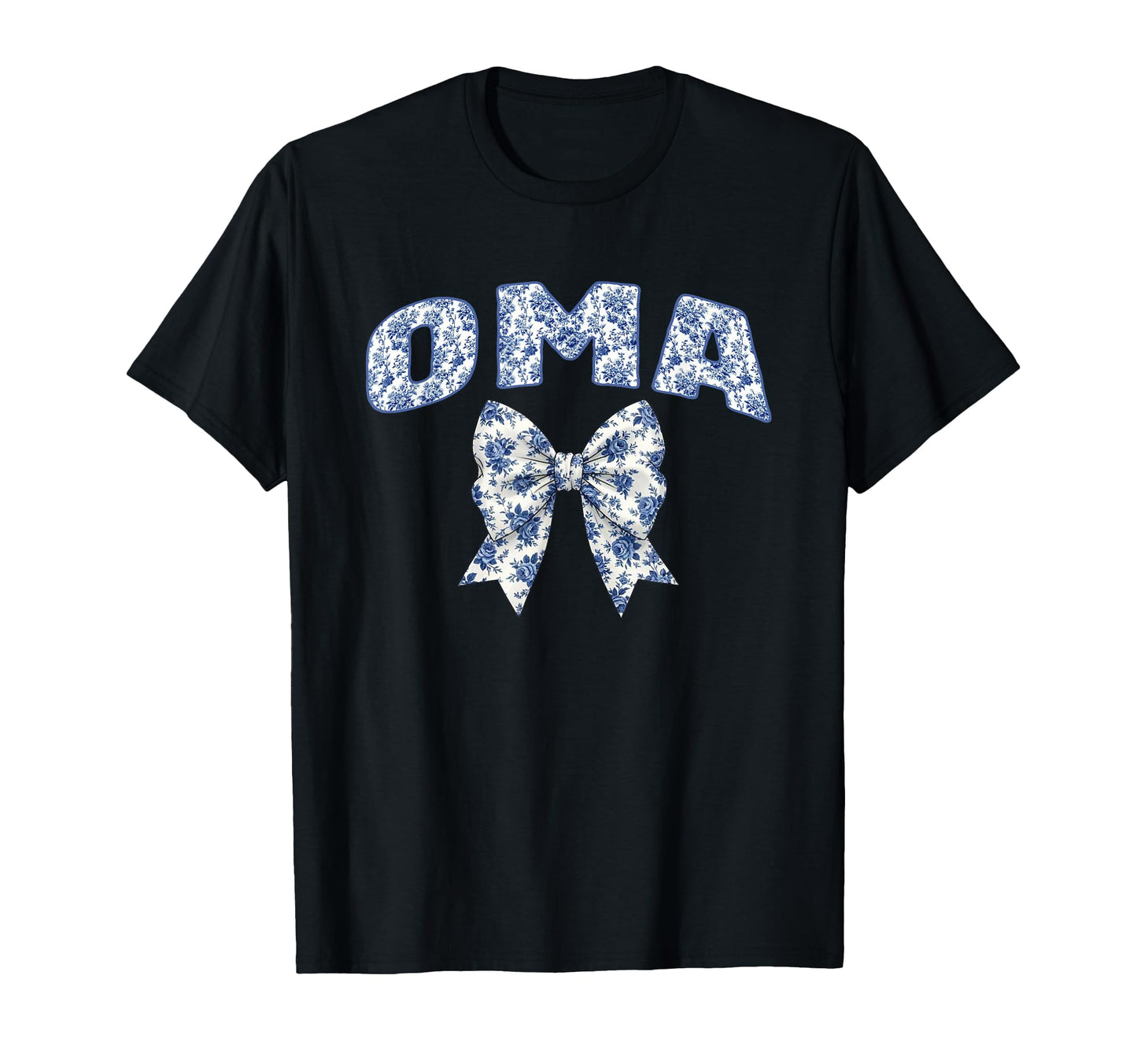 Oma Coquette Toile Blue Bow Floral T-Shirt - Novelty Apparel Men Women - T-Shirt, Sweatshirt, Hoodie