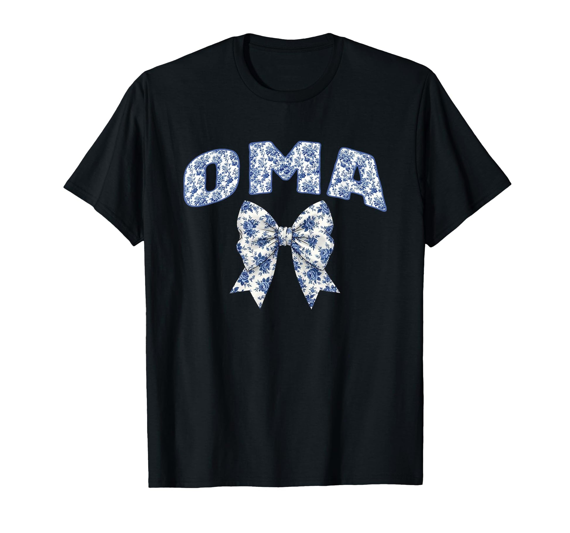 Oma Coquette Toile Blue Bow Floral T-Shirt - Novelty Apparel Men Women - T-Shirt, Sweatshirt, Hoodie