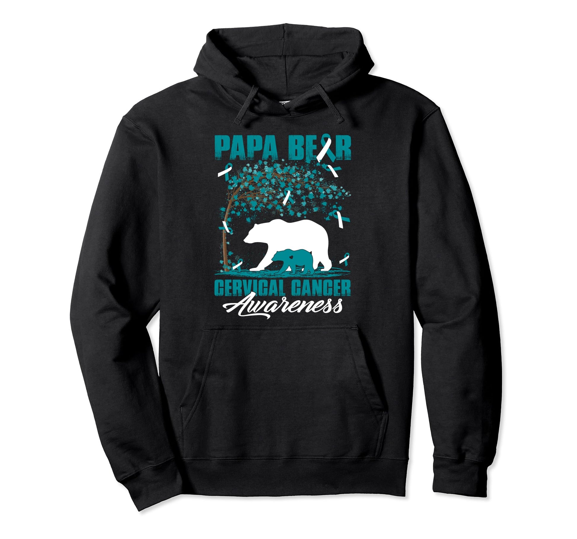 Papa Bear Cervical Cancer Awareness Hoodie - Custom Art Print for Adults - T-Shirt, Sweatshirt, Hoodie