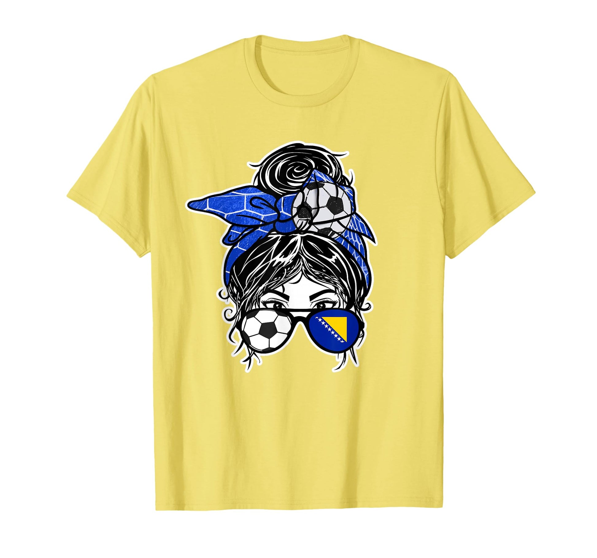 Messy Bun Hair Bosnian Soccer T-Shirt - Fun Novelty Design Men Women - T-Shirt, Sweatshirt, Hoodie