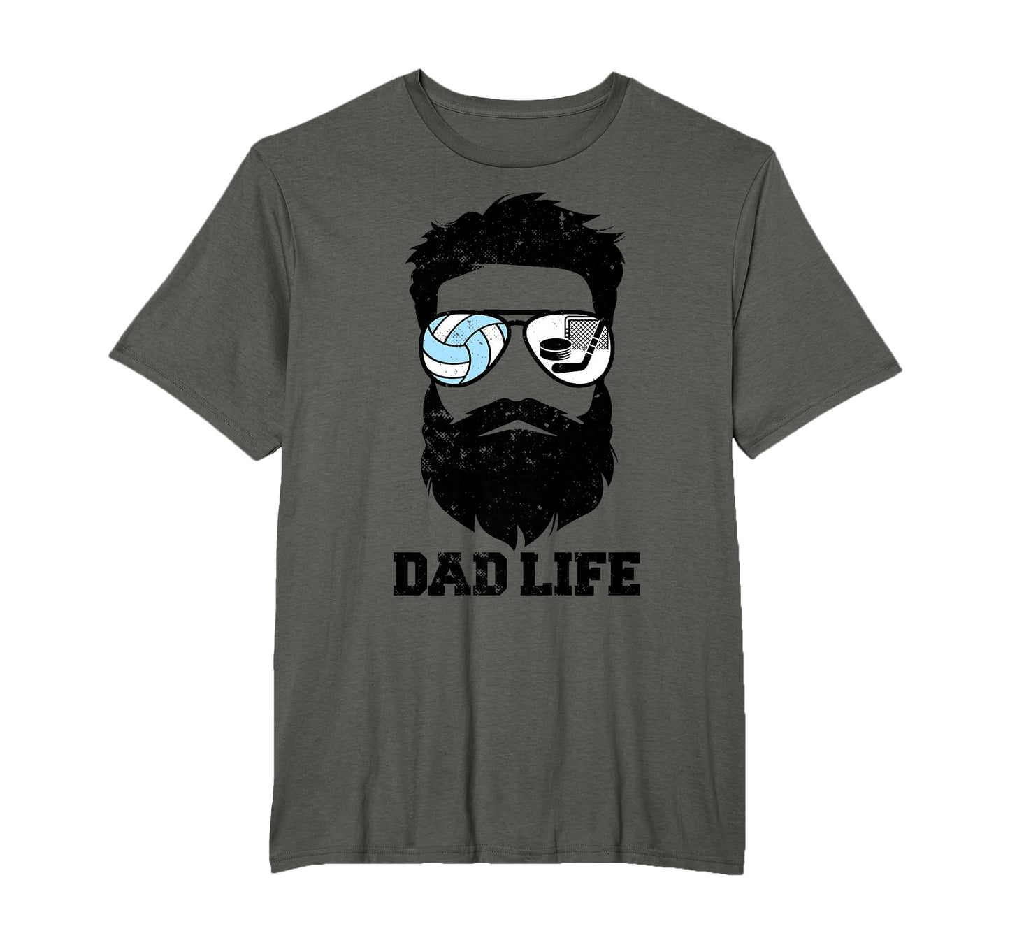 Volleyball Hockey Dad Messy Hair Beard T-Shirt - Graphic Print Unisex - T-Shirt, Sweatshirt, Hoodie