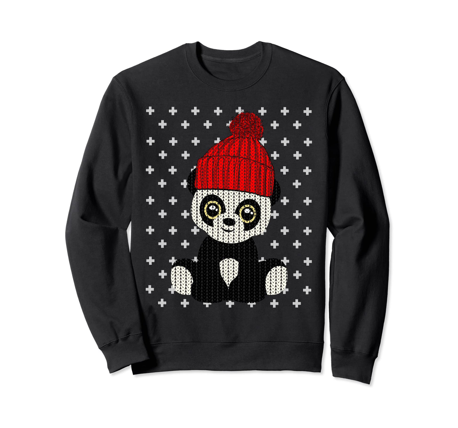 Ugly Panda Bear Santa Hat Funny X Sweatshirt - Aesthetic Graphic Unisex - T-Shirt, Sweatshirt, Hoodie