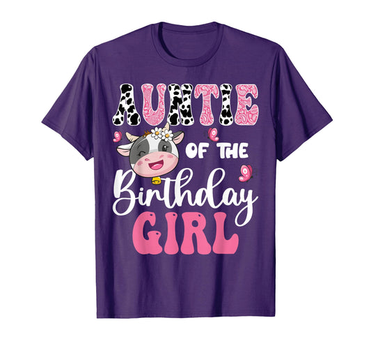 Auntie Birthday Farm Cow 1St Birthday T-Shirt - Graphic Print Unisex - T-Shirt, Sweatshirt, Hoodie