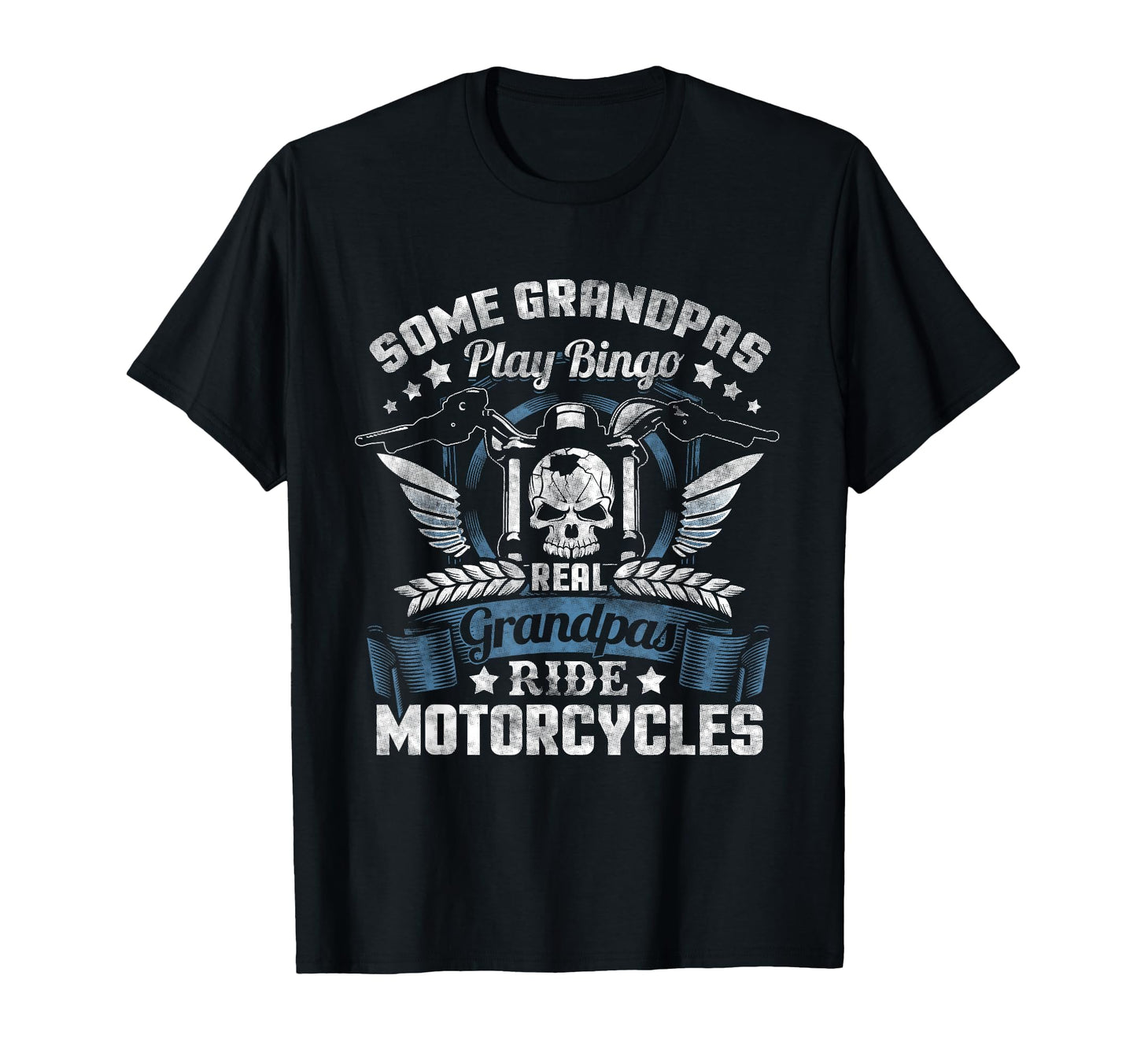 Real Grandpa Biker Fathers Day Skull T-Shirt - Novelty Apparel for Adults - T-Shirt, Sweatshirt, Hoodie