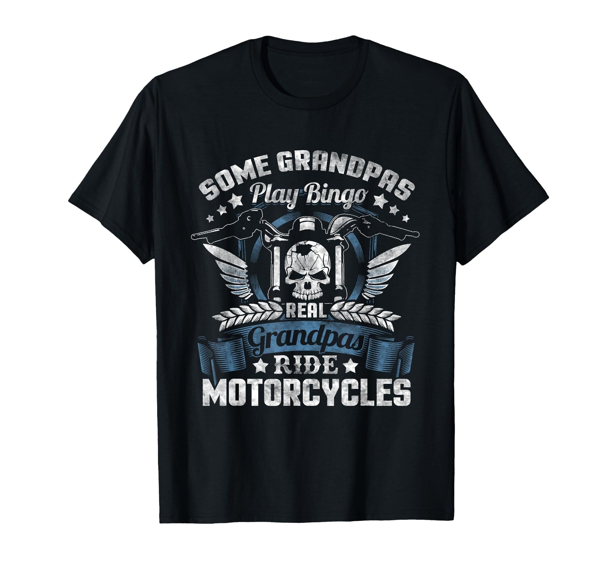 Real Grandpa Biker Fathers Day Skull T-Shirt - Novelty Apparel for Adults - T-Shirt, Sweatshirt, Hoodie