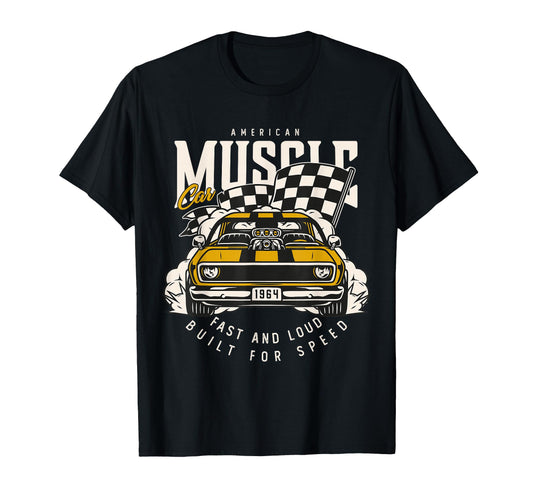 American Muscle Car Racing Flag T-Shirt - Streetwear Style Men Women - T-Shirt, Sweatshirt, Hoodie