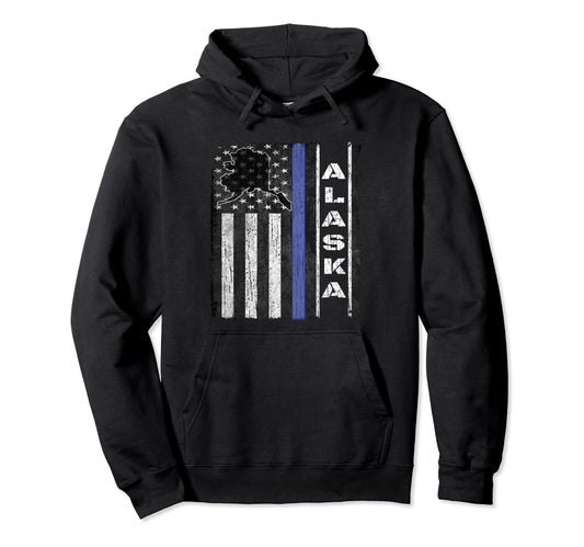 Alaska Thin Blue Line Police Week Cop Usa Hoodie - Streetwear Style Unisex - T-Shirt, Sweatshirt, Hoodie