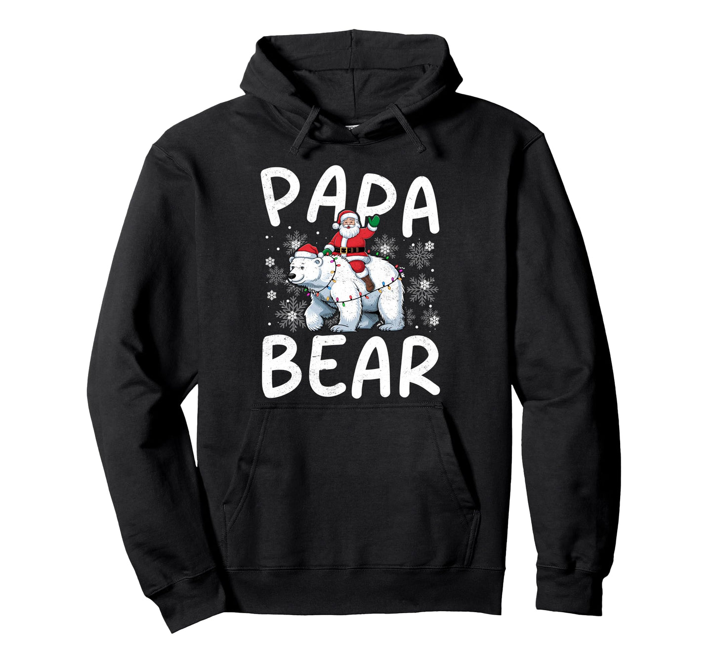 Funny Papa Bear Lights Santa Hat Hoodie - Custom Art Print Unisex - T-Shirt, Sweatshirt, Hoodie