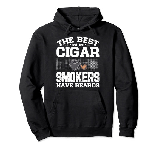 Bearded Cigar Smoker Smokers Party Hoodie - Minimalist Print Men Women - T-Shirt, Sweatshirt, Hoodie