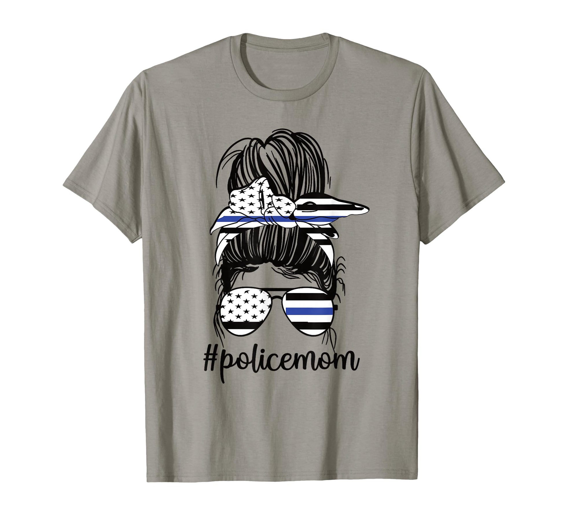 Police Mom Messy Bun Police Officer T-Shirt - Aesthetic Graphic Men Women - T-Shirt, Sweatshirt, Hoodie