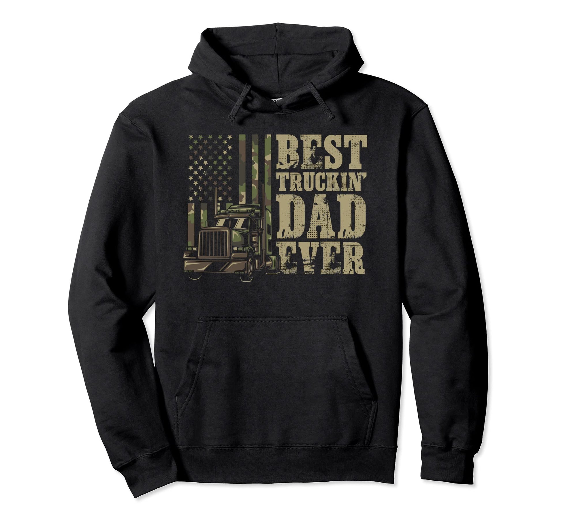 Best Trucking Dad Ever Trucker Or Hoodie - Fun Novelty Design Men Women - T-Shirt, Sweatshirt, Hoodie