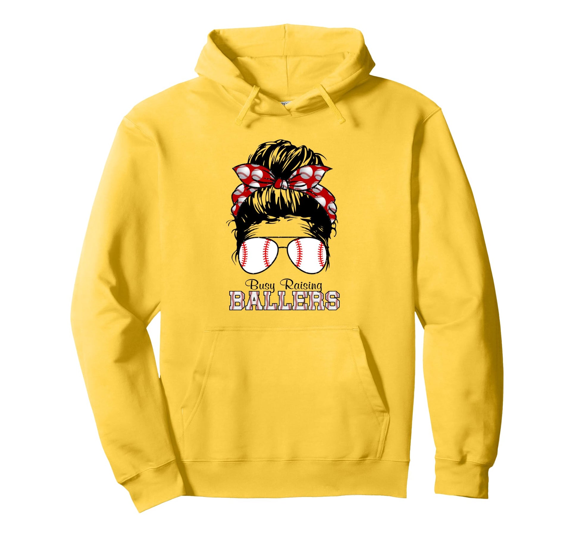 Busy Raising Ballers Messy Bun Funny Hoodie - Unique Graphic Men Women - T-Shirt, Sweatshirt, Hoodie