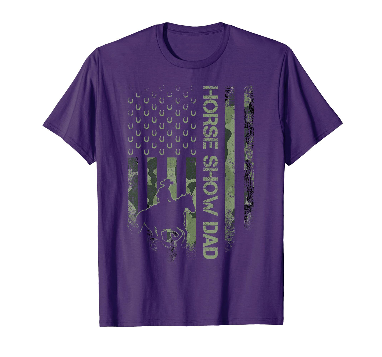 Usa Camouflage Horse Show Dad T-Shirt - Casual Everyday Wear Men Women - T-Shirt, Sweatshirt, Hoodie