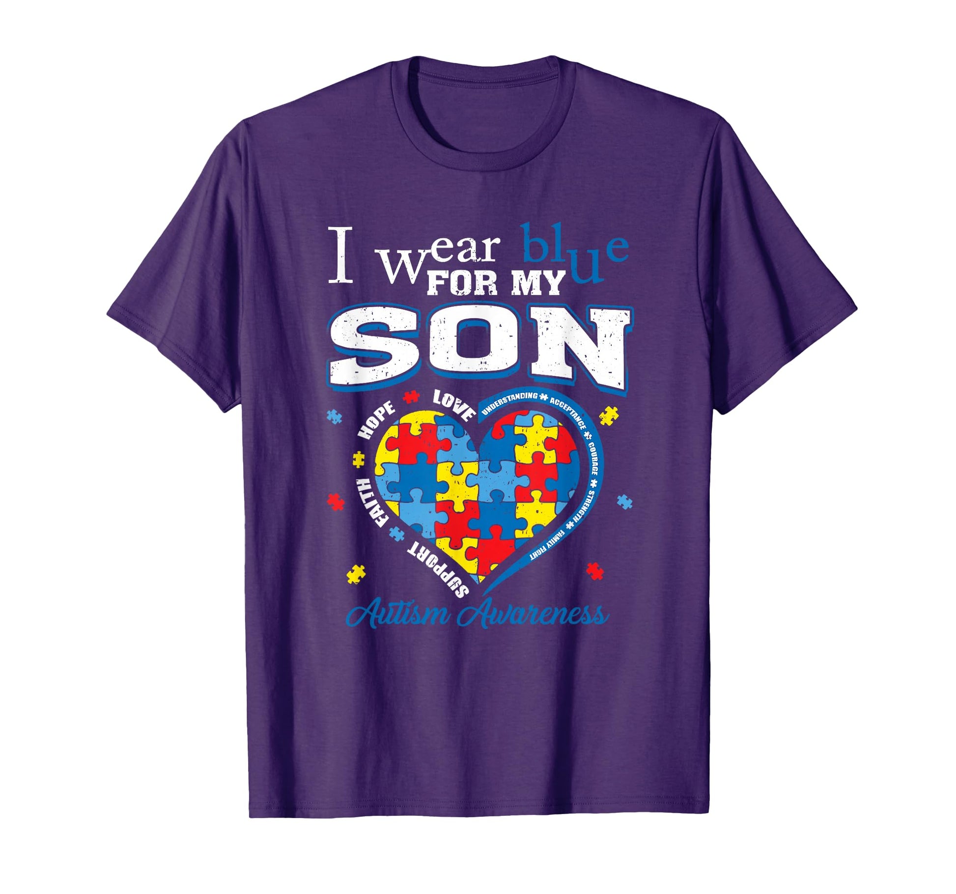 I Wear Blue My Son Autism T-Shirt - Fun Novelty Design for Adults - T-Shirt, Sweatshirt, Hoodie