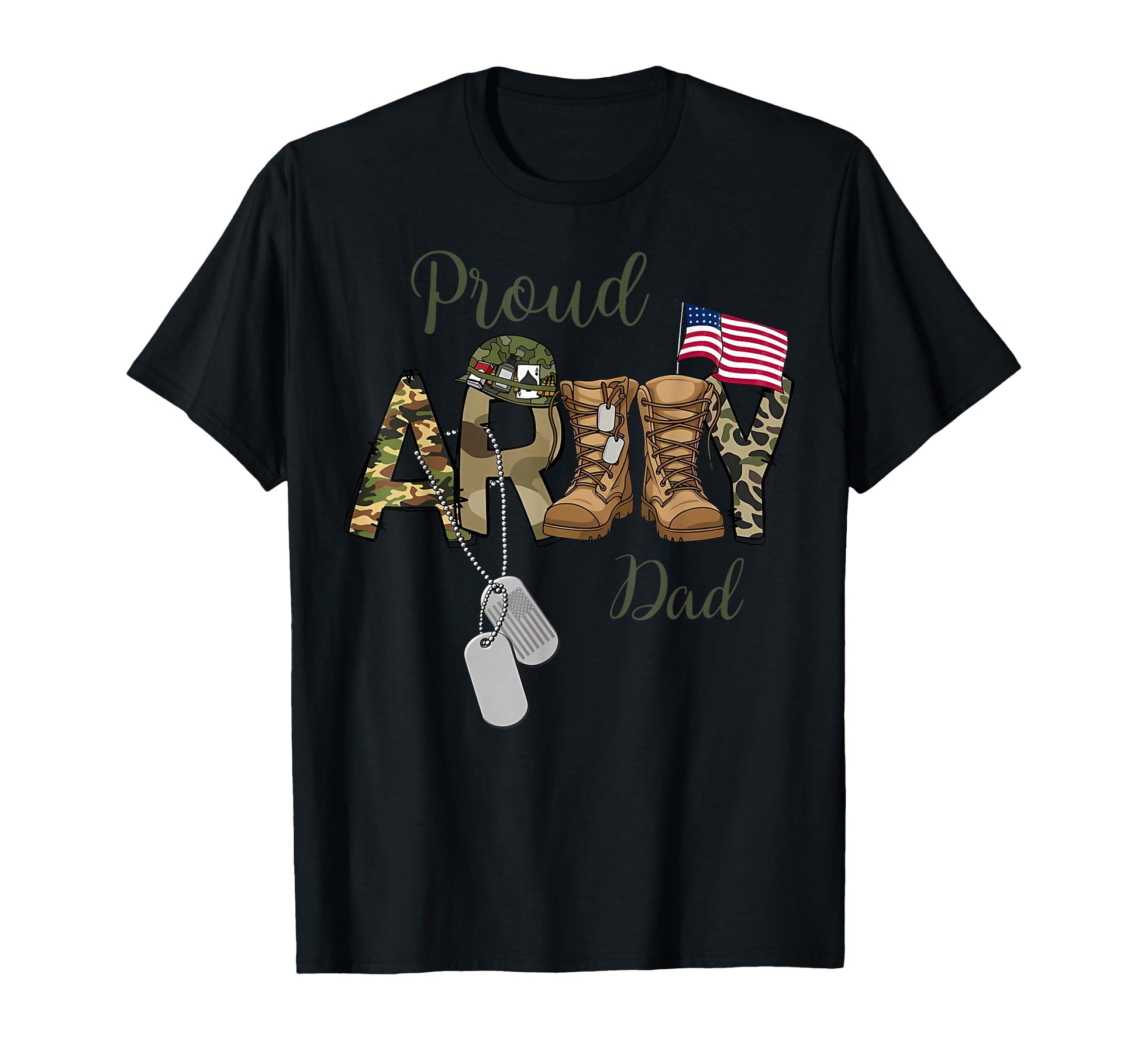 Proud Army Dad Camouflage Dog Tag Usa T-Shirt - Minimalist Print Men Women - T-Shirt, Sweatshirt, Hoodie