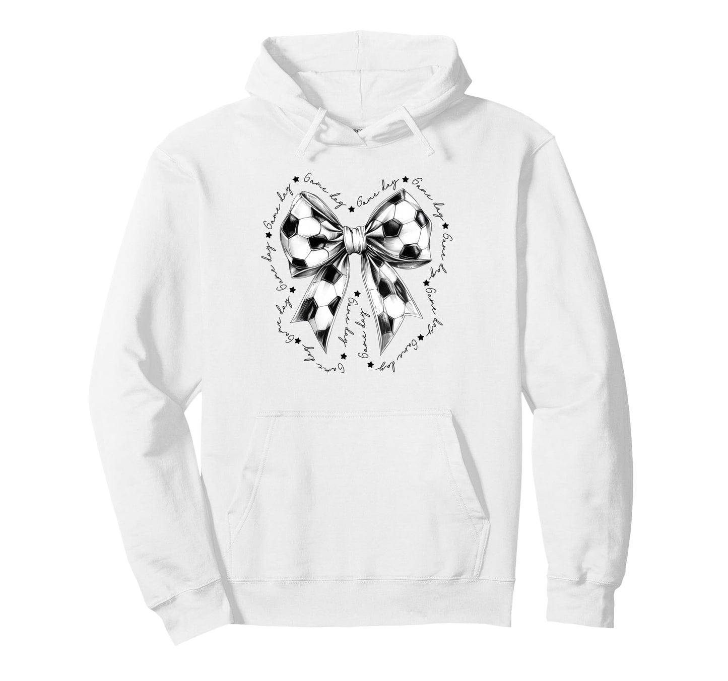 Preppy Game Day Soccer Coquette Bow Hoodie - Custom Art Print for Adults - T-Shirt, Sweatshirt, Hoodie