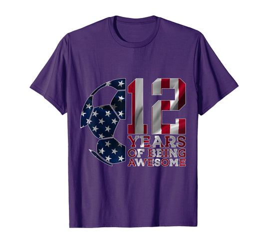 12 Years Being Awesome Soccer 12Th T-Shirt - Minimalist Print Unisex - T-Shirt, Sweatshirt, Hoodie