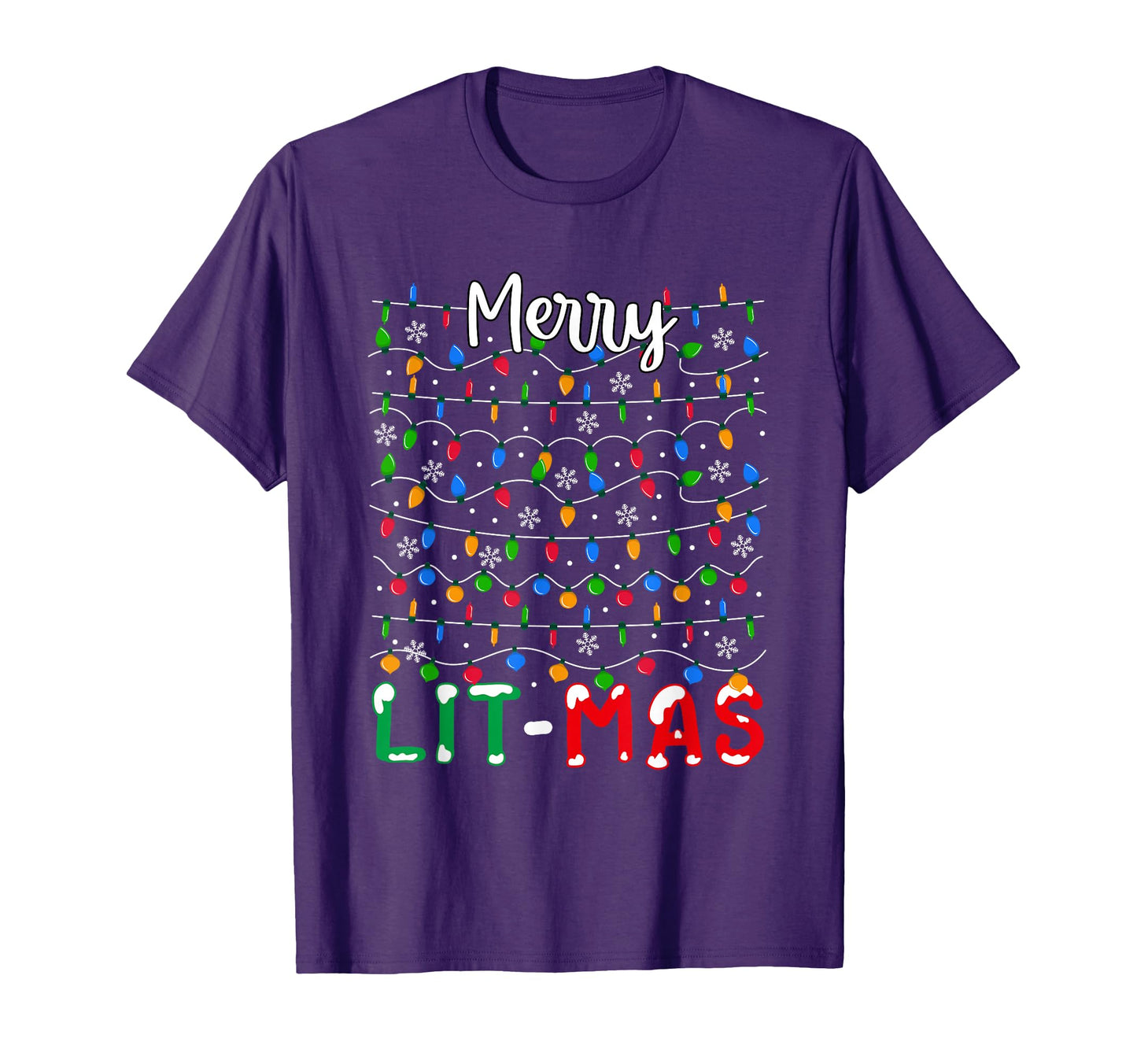 Merry Lit Mas Colorful Lights Matching T-Shirt - Custom Art Print Unisex - T-Shirt, Sweatshirt, Hoodie