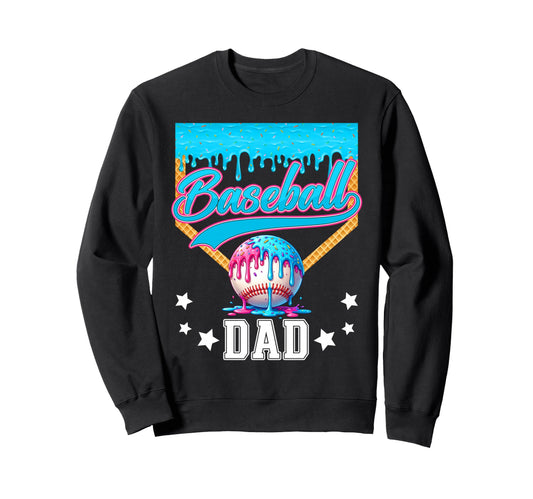 Baseball Dad Funny Fathers Day Ice Sweatshirt - Custom Art Print Unisex - T-Shirt, Sweatshirt, Hoodie