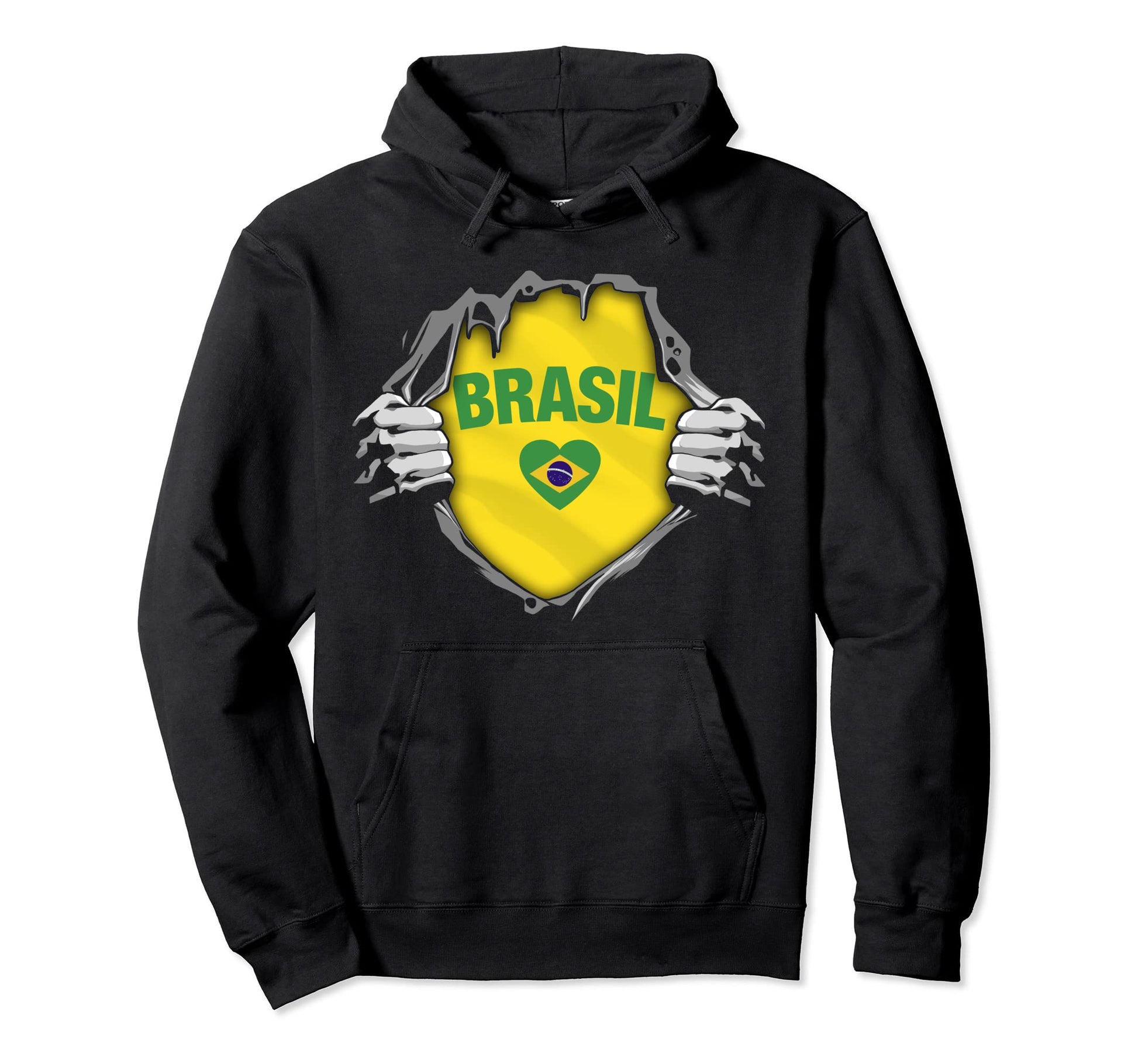 Brazil National Flag I Love Brasil Hoodie - Fun Novelty Design Unisex - T-Shirt, Sweatshirt, Hoodie