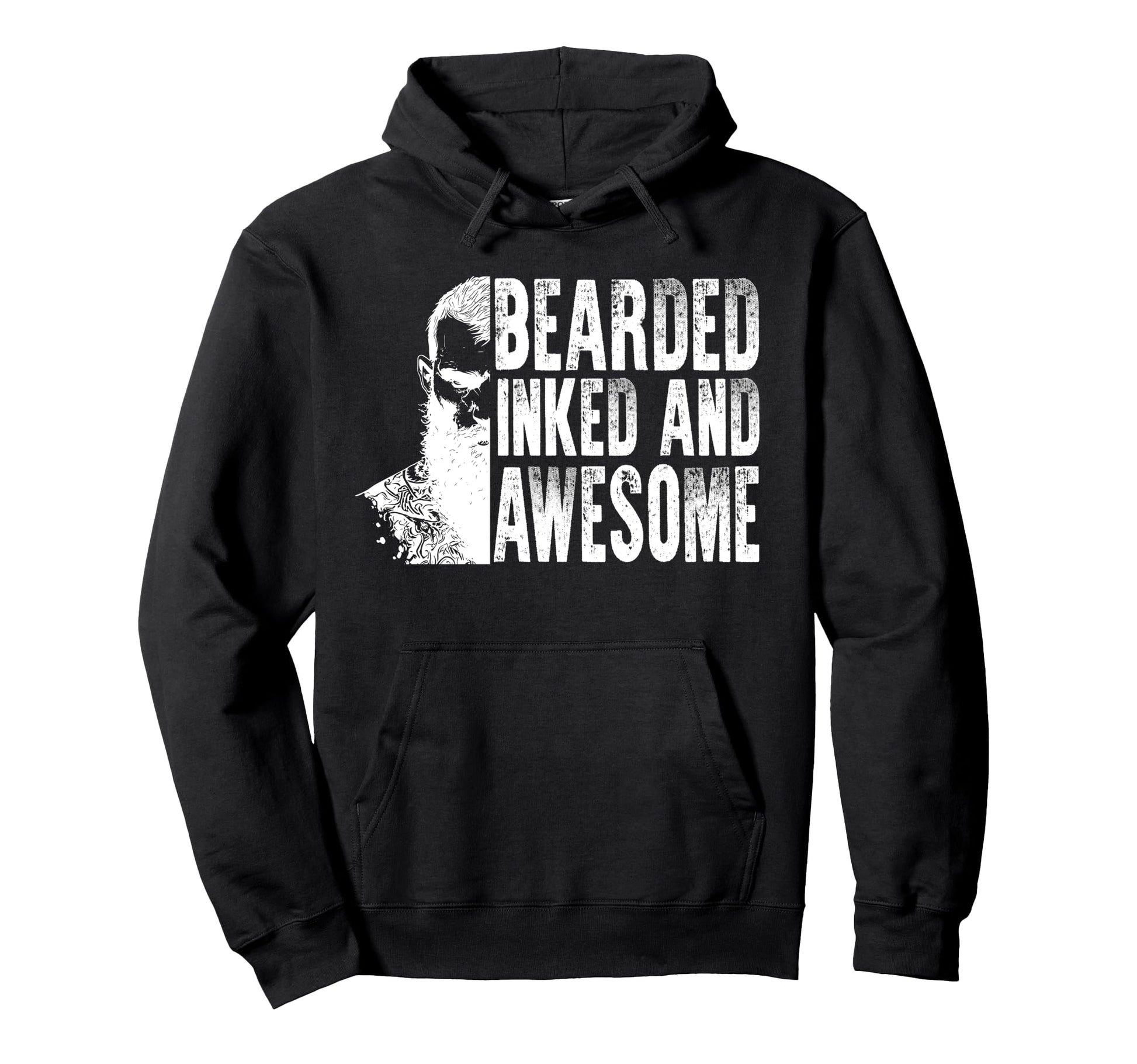 Bearded Inked And Awesome Tattooed Dad Hoodie - Minimalist Print Unisex - T-Shirt, Sweatshirt, Hoodie
