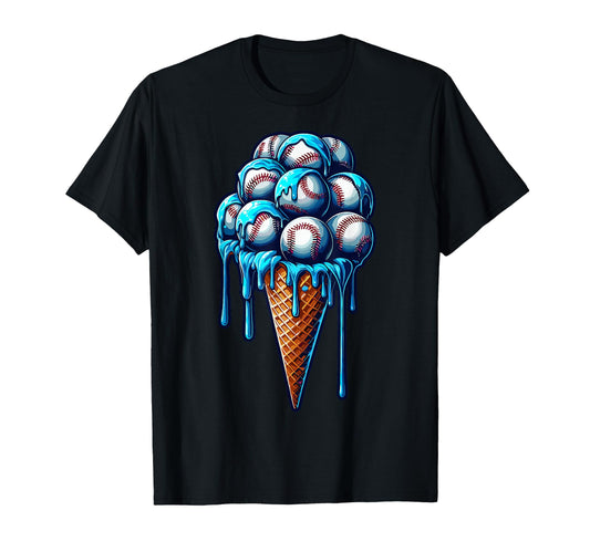 Baseball Ice Cream Watercolor T-Shirt - Minimalist Print for Adults - T-Shirt, Sweatshirt, Hoodie