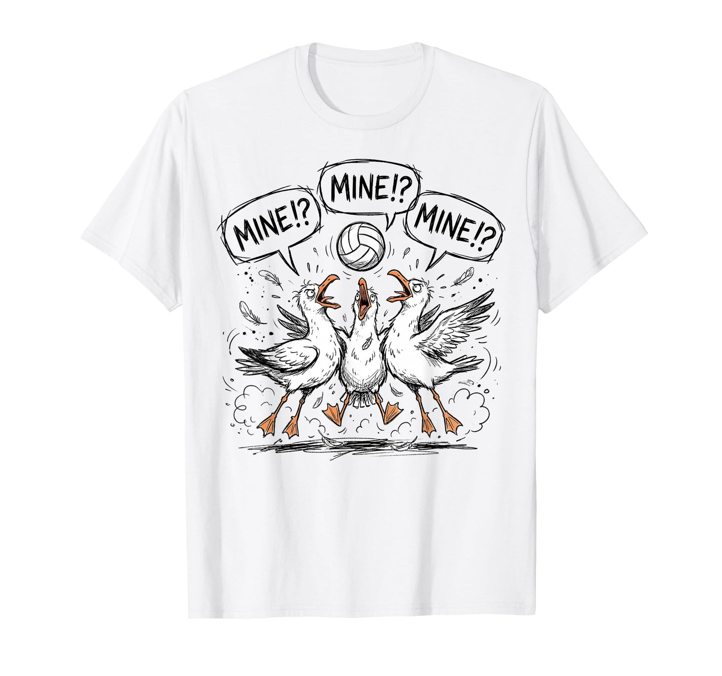 Funny Bird Playing Volleyball Mine T-Shirt - Custom Art Print Men Women - T-Shirt, Sweatshirt, Hoodie