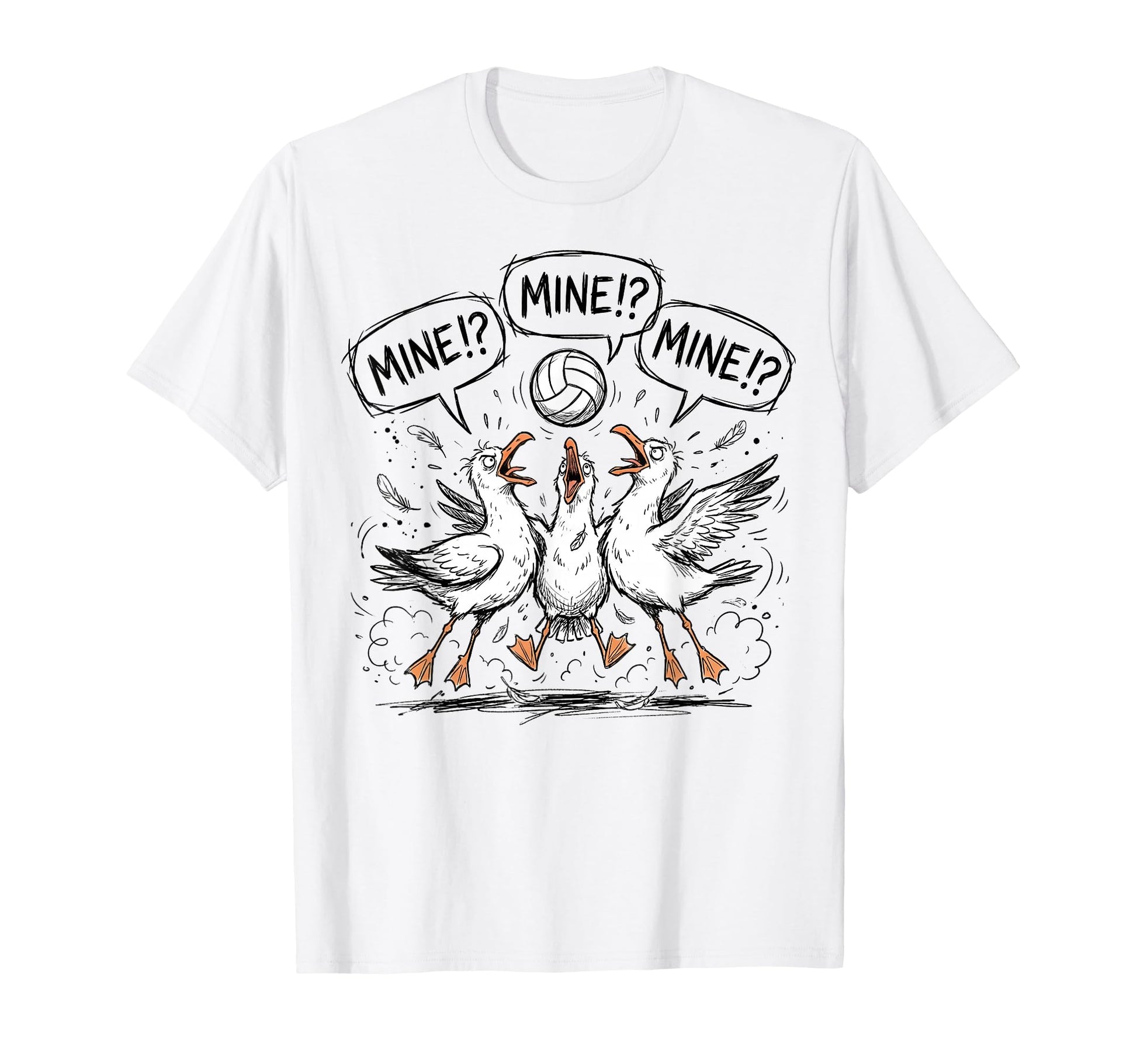 Funny Bird Playing Volleyball Mine T-Shirt - Custom Art Print Men Women - T-Shirt, Sweatshirt, Hoodie