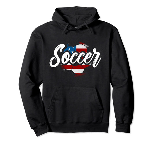 American Flag Soccer Soccer Hoodie - Graphic Print Unisex - T-Shirt, Sweatshirt, Hoodie