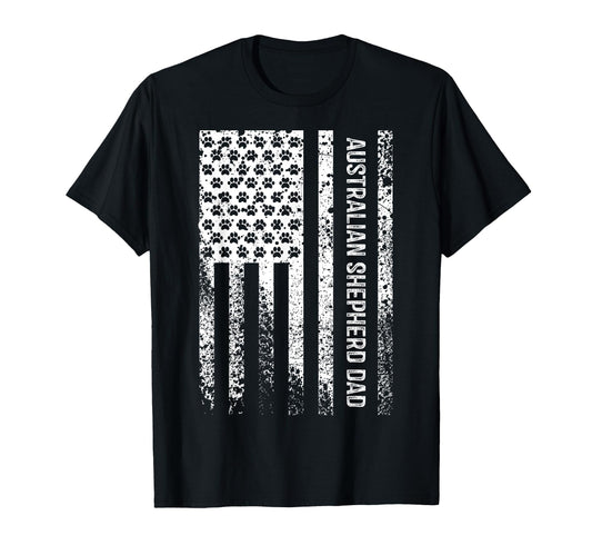 Australian Shepherd Dad American T-Shirt - Aesthetic Graphic for Adults - T-Shirt, Sweatshirt, Hoodie