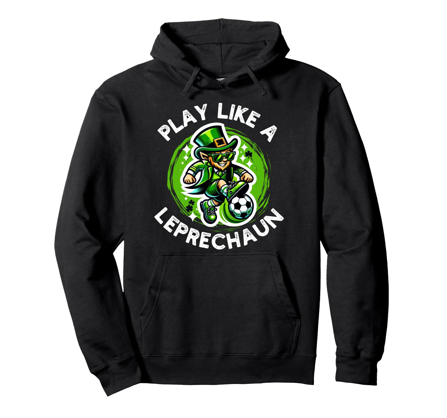 Leprechaun Shamrock St Patricks Day Soccer Hoodie - Custom Art Print Unisex - T-Shirt, Sweatshirt, Hoodie