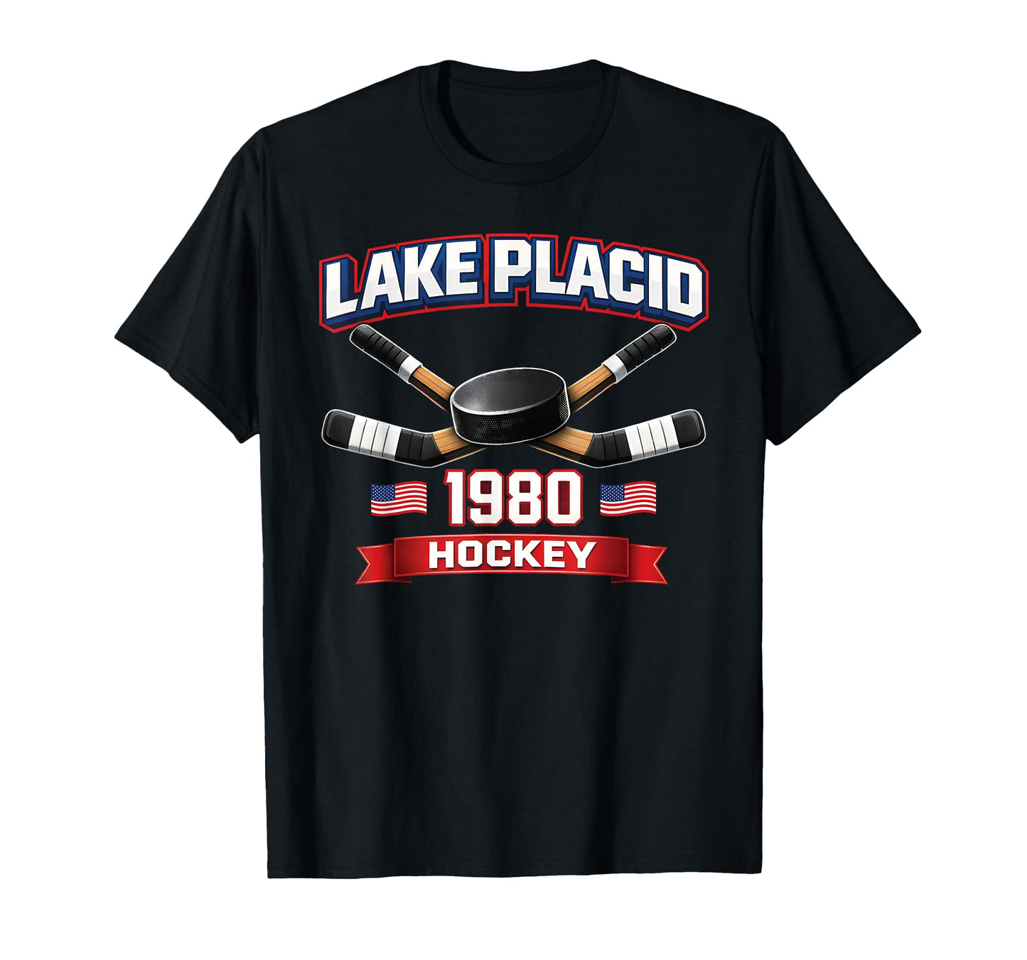 Lake Placid 1980 Hockey Usa Puck New T-Shirt - Unique Graphic for Adults - T-Shirt, Sweatshirt, Hoodie