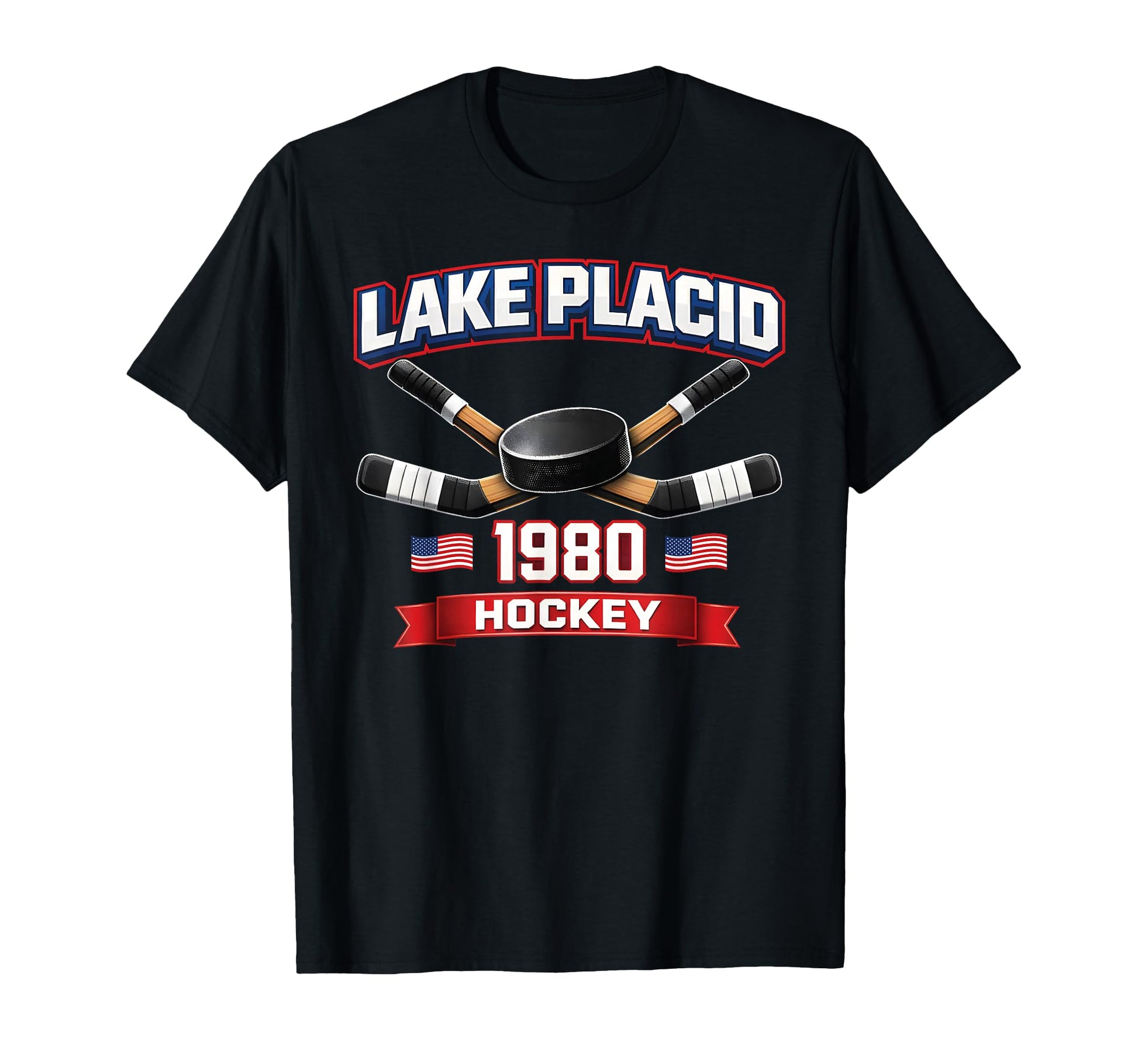 Lake Placid 1980 Hockey Usa Puck New T-Shirt - Unique Graphic for Adults - T-Shirt, Sweatshirt, Hoodie