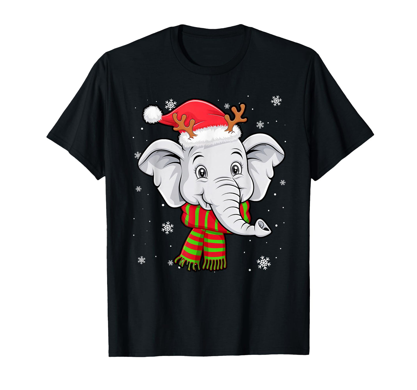 Elephant Funny Elephant Santan Hat T-Shirt - Unique Graphic Men Women - T-Shirt, Sweatshirt, Hoodie