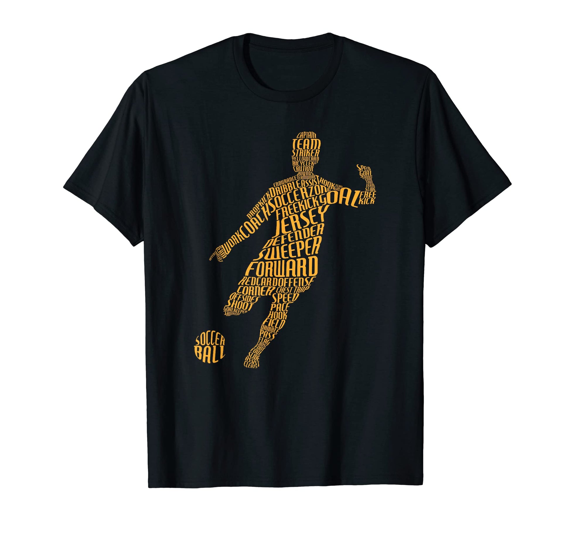 Soccer Player Typography Word Art T-Shirt - Graphic Print Men Women - T-Shirt, Sweatshirt, Hoodie