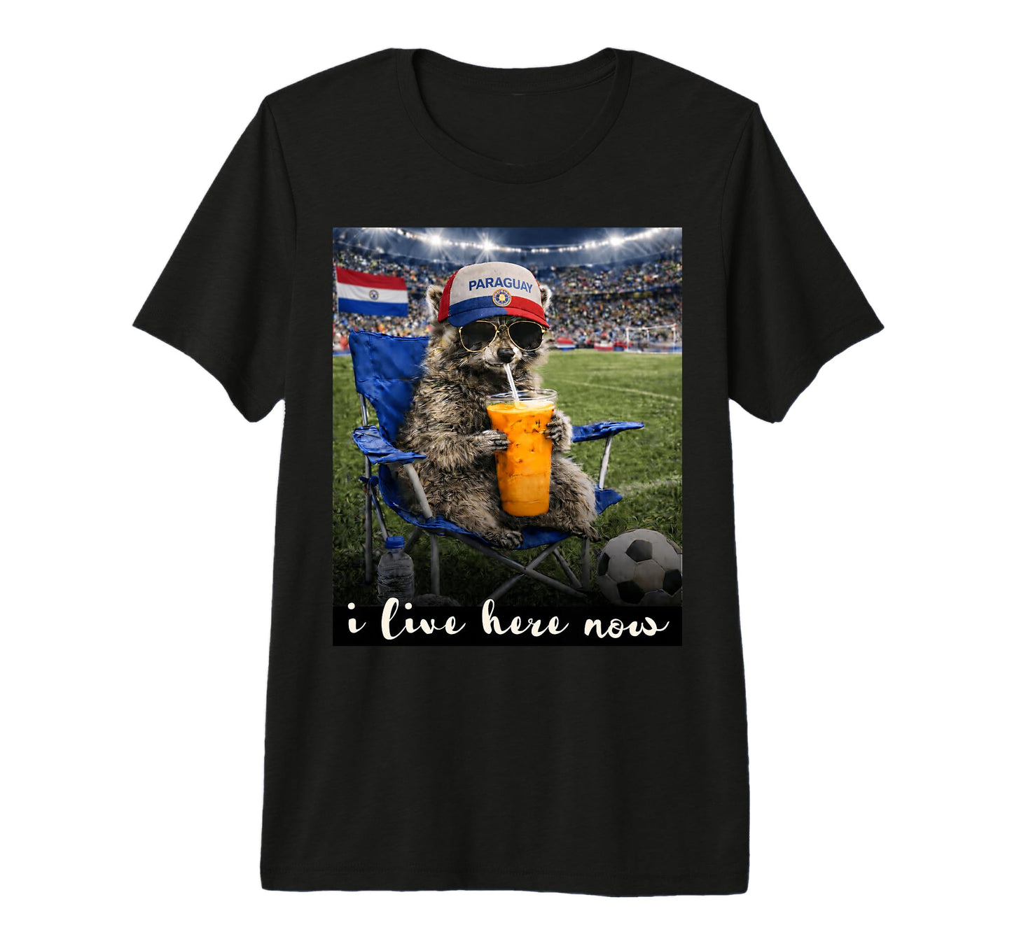 Funny Raccoon Paraguay Soccer Fan Futbol T-Shirt - Streetwear Style Unisex - T-Shirt, Sweatshirt, Hoodie