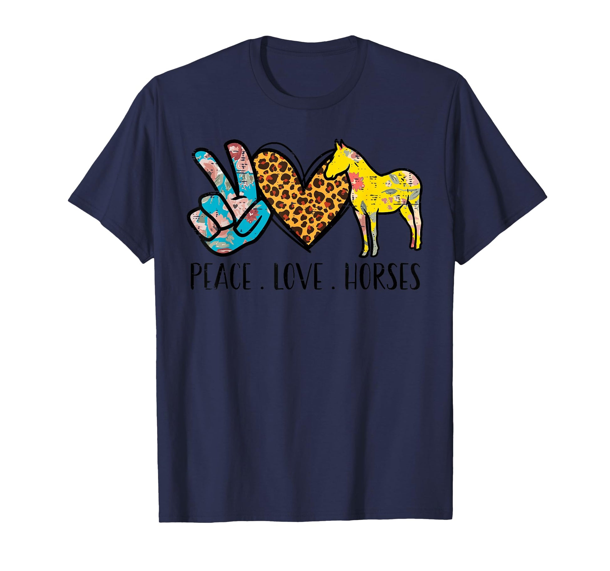 Peace Love Horses Riding Equestrian T-Shirt - Minimalist Print for Adults - T-Shirt, Sweatshirt, Hoodie