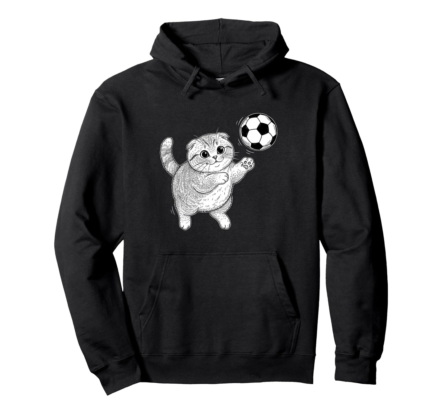 Soccer Kitten Playing Ball Funny Cat Hoodie - Minimalist Print Unisex - T-Shirt, Sweatshirt, Hoodie