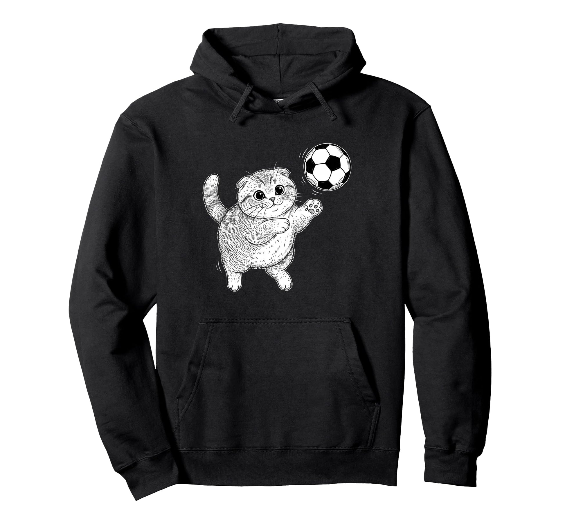 Soccer Kitten Playing Ball Funny Cat Hoodie - Minimalist Print Unisex - T-Shirt, Sweatshirt, Hoodie
