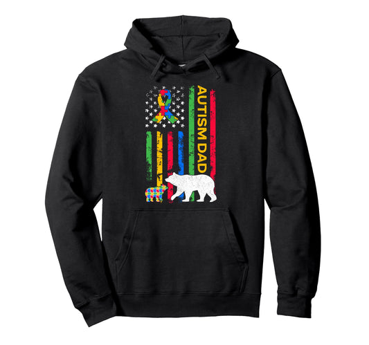 Autism Father Son Papa Bear Autistic Autism Hoodie - Unique Graphic Unisex - T-Shirt, Sweatshirt, Hoodie