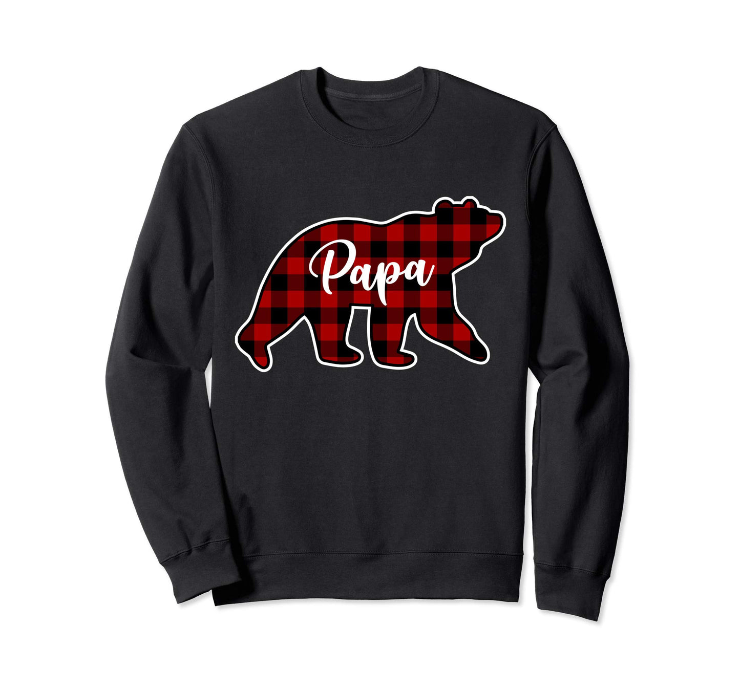 Red Plaid Papa Bear Matching Family Sweatshirt - Graphic Print Men Women - T-Shirt, Sweatshirt, Hoodie