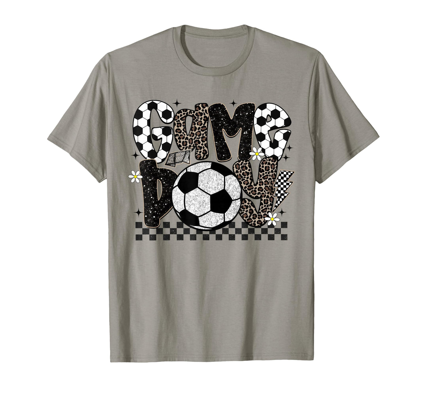Checkered Soccer Game Day Leopard Soccer T-Shirt - Graphic Print Men Women - T-Shirt, Sweatshirt, Hoodie