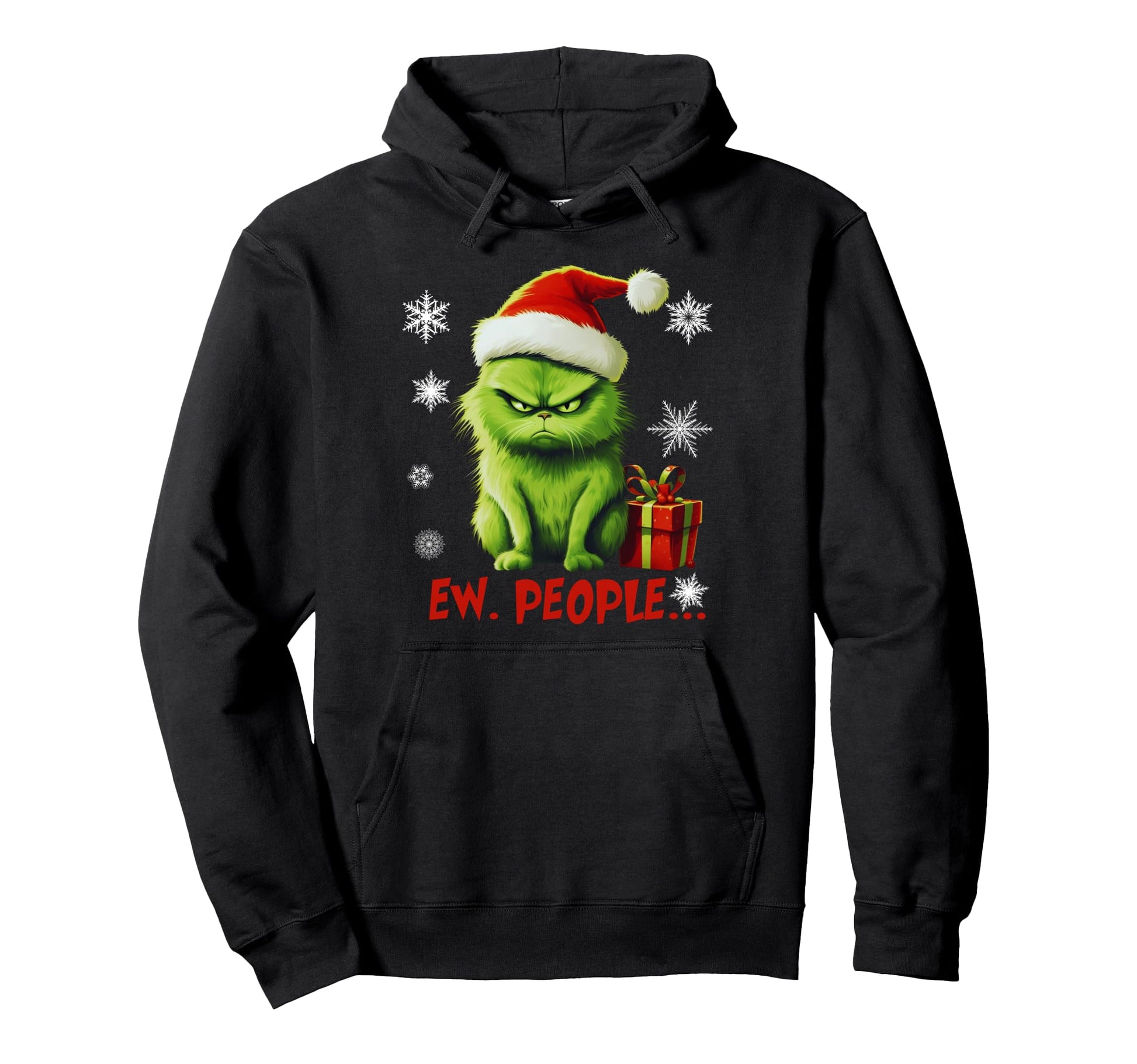 Cat Ew People Funny Meowy Gift Santa Hoodie - Trendy Graphic for Adults - T-Shirt, Sweatshirt, Hoodie