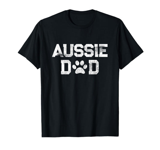 Aussie Dad Paw Australian Shepherd Dog T-Shirt - Minimalist Print Unisex - T-Shirt, Sweatshirt, Hoodie