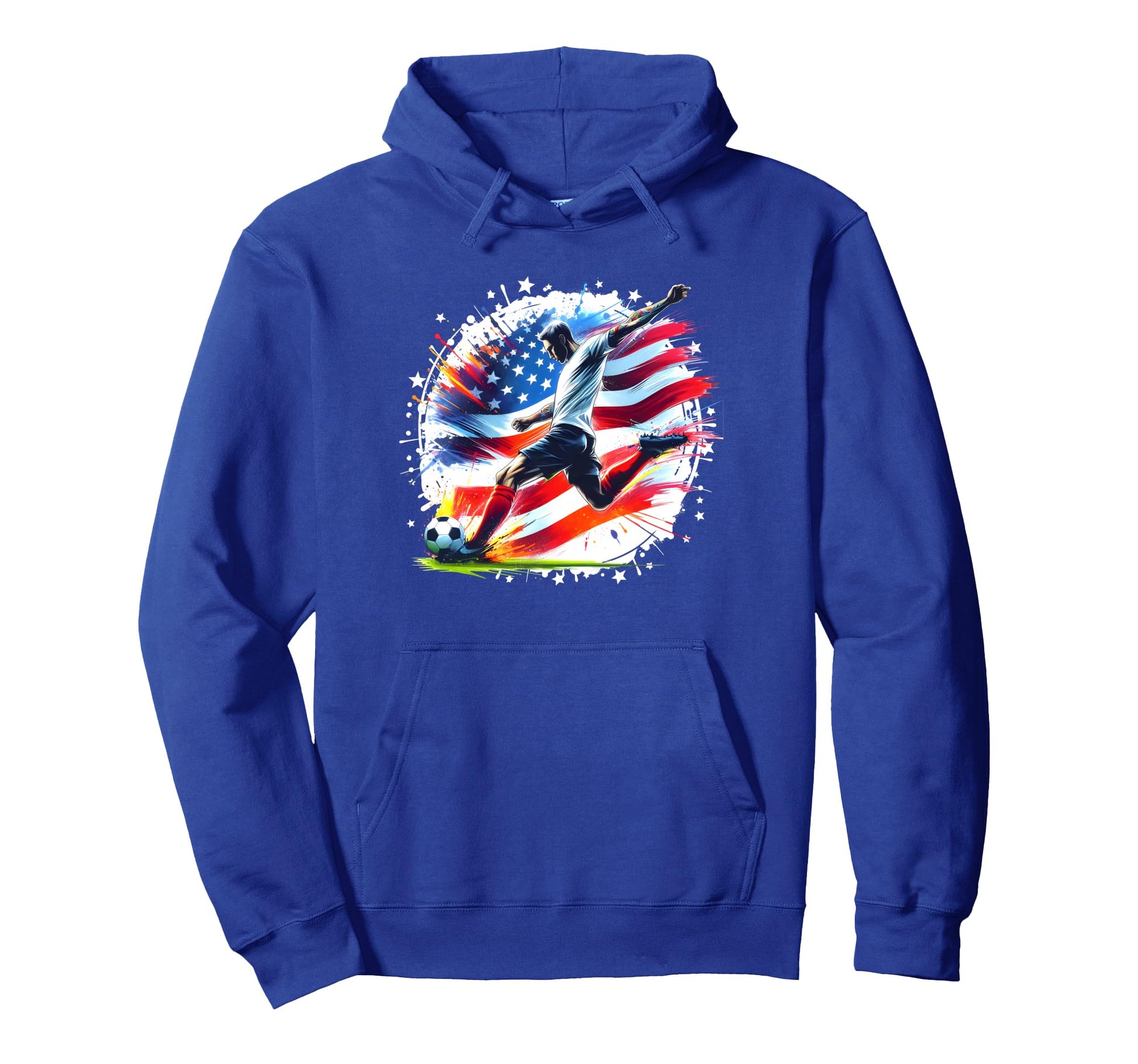 American Flag Soccer Player Teen Soccer Hoodie - Unique Graphic for Adults - T-Shirt, Sweatshirt, Hoodie