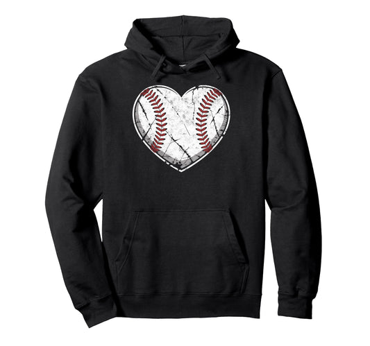 Baseball Ball Heart Player Coach Dad Hoodie - Aesthetic Graphic Men Women - T-Shirt, Sweatshirt, Hoodie