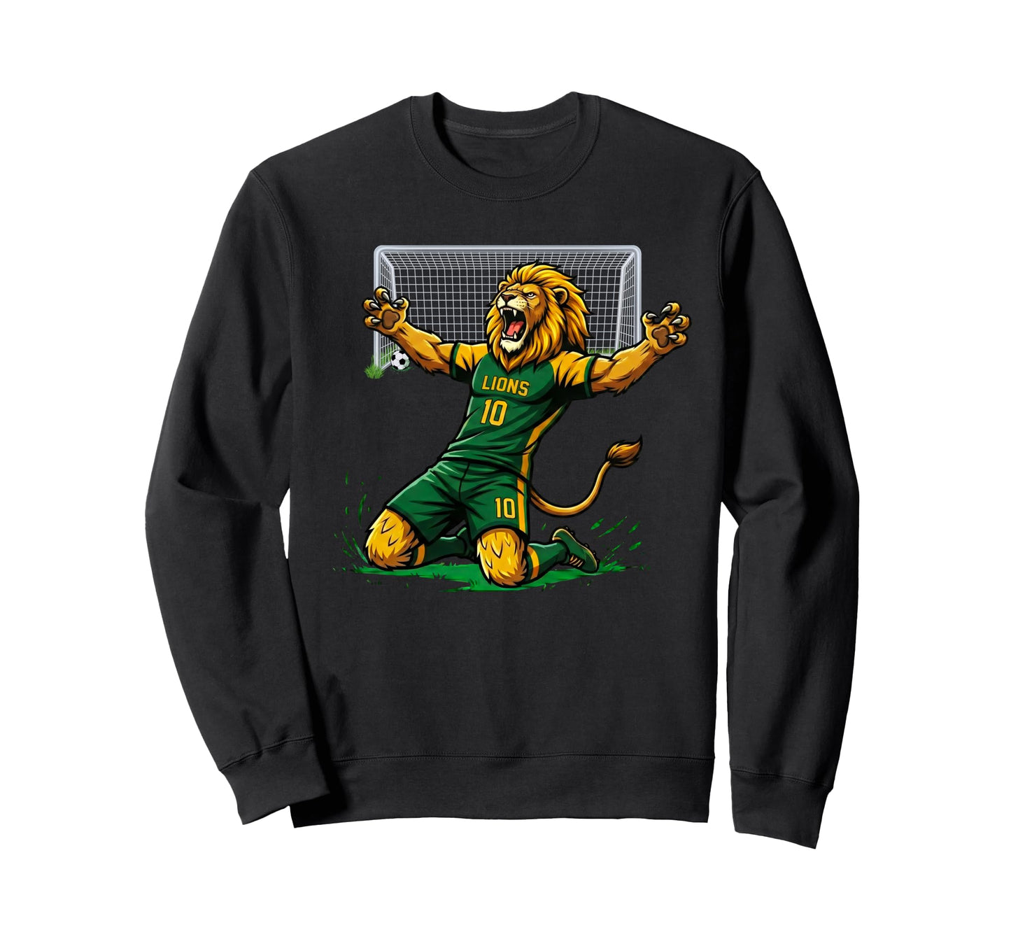 Lion Soccer Player Score Goal Sweatshirt - Casual Everyday Wear Men Women - T-Shirt, Sweatshirt, Hoodie
