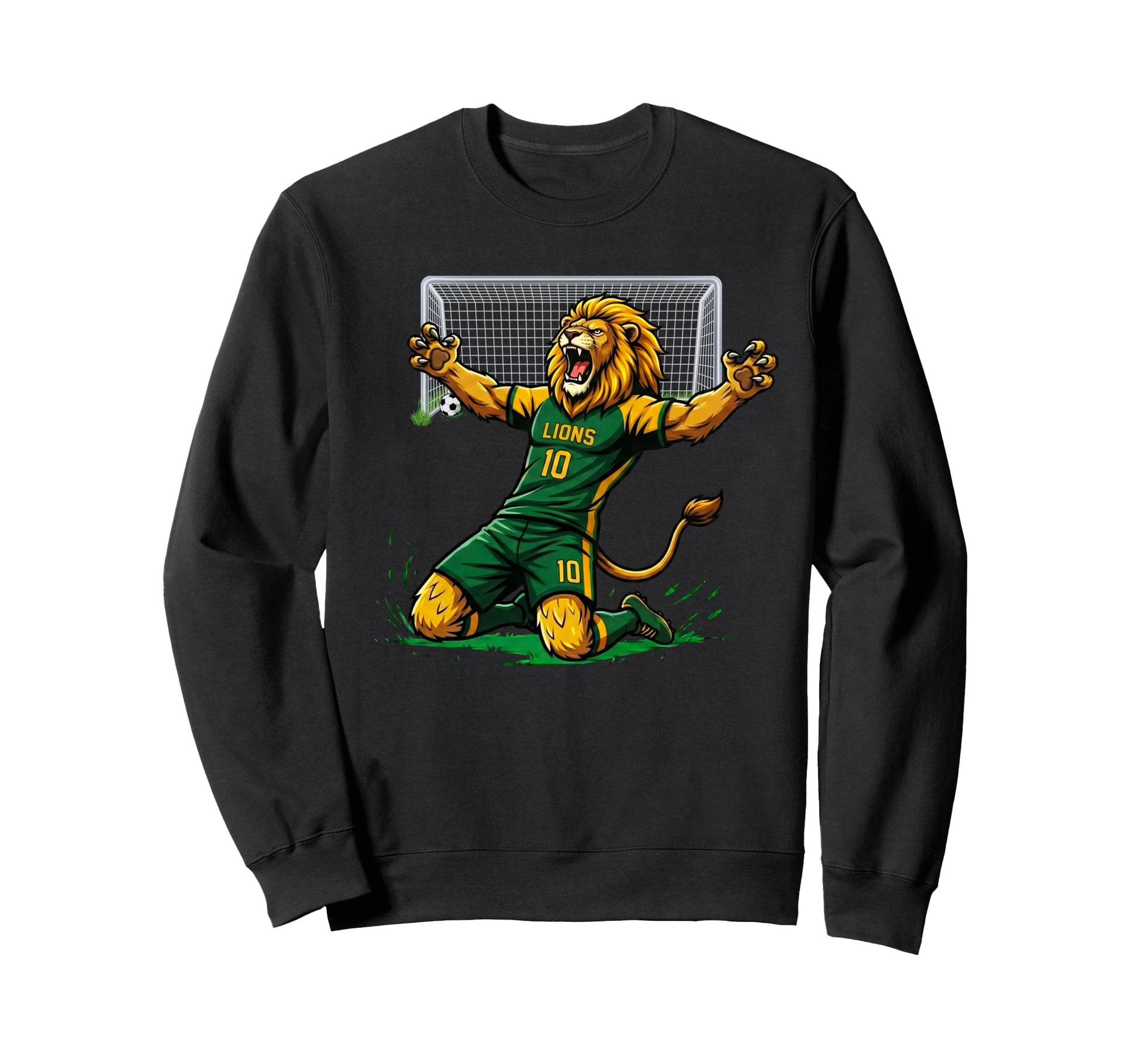 Lion Soccer Player Score Goal Sweatshirt - Casual Everyday Wear Men Women - T-Shirt, Sweatshirt, Hoodie