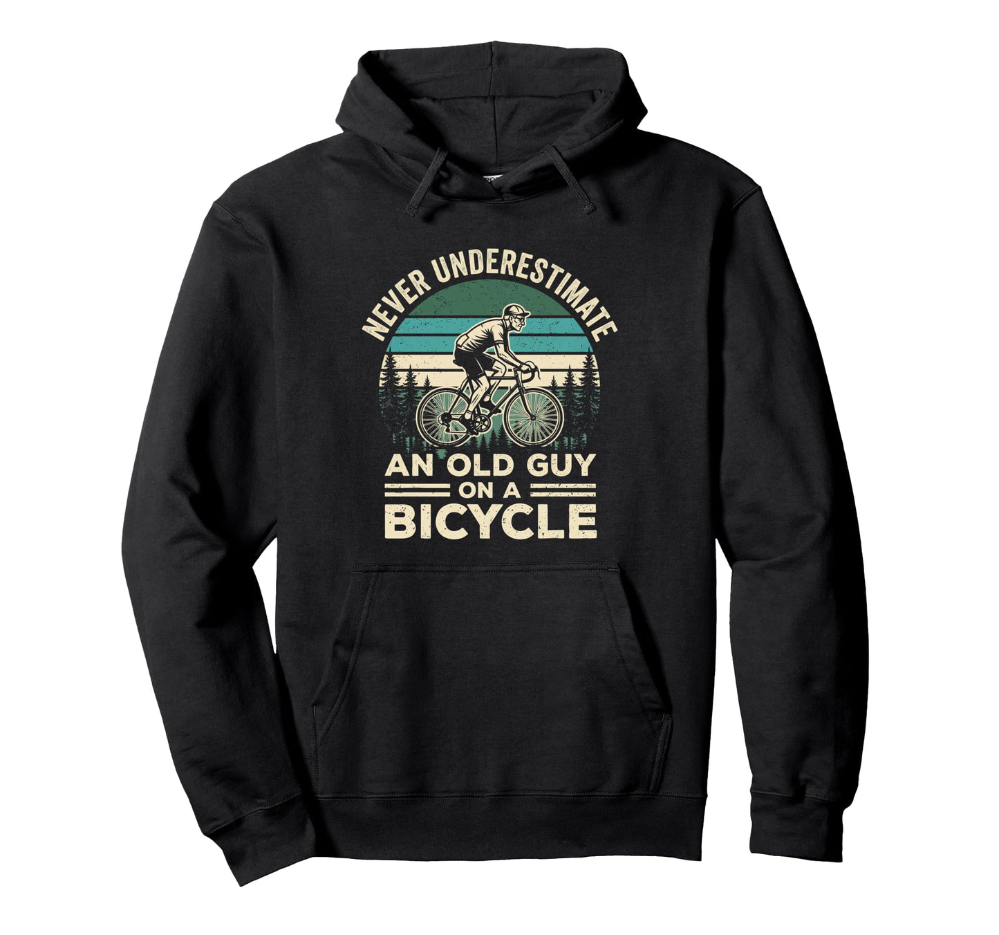 Old Guy Bicycle Sunset Cycling Gift Hoodie - Novelty Apparel Unisex - T-Shirt, Sweatshirt, Hoodie